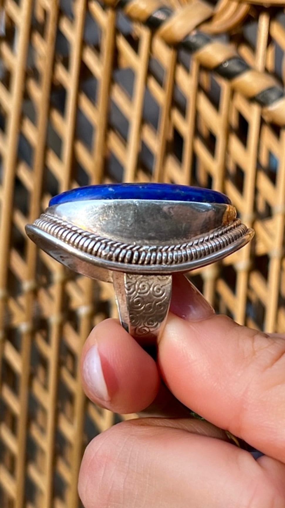 Lapis Cuff Sterling Silver Ring