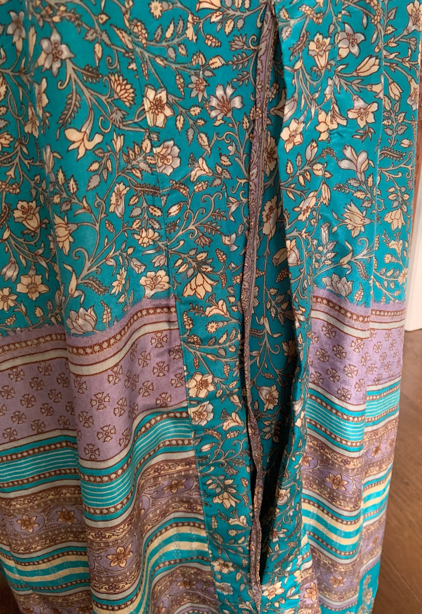 Silk Dress and Kimono Set - Blue Floral