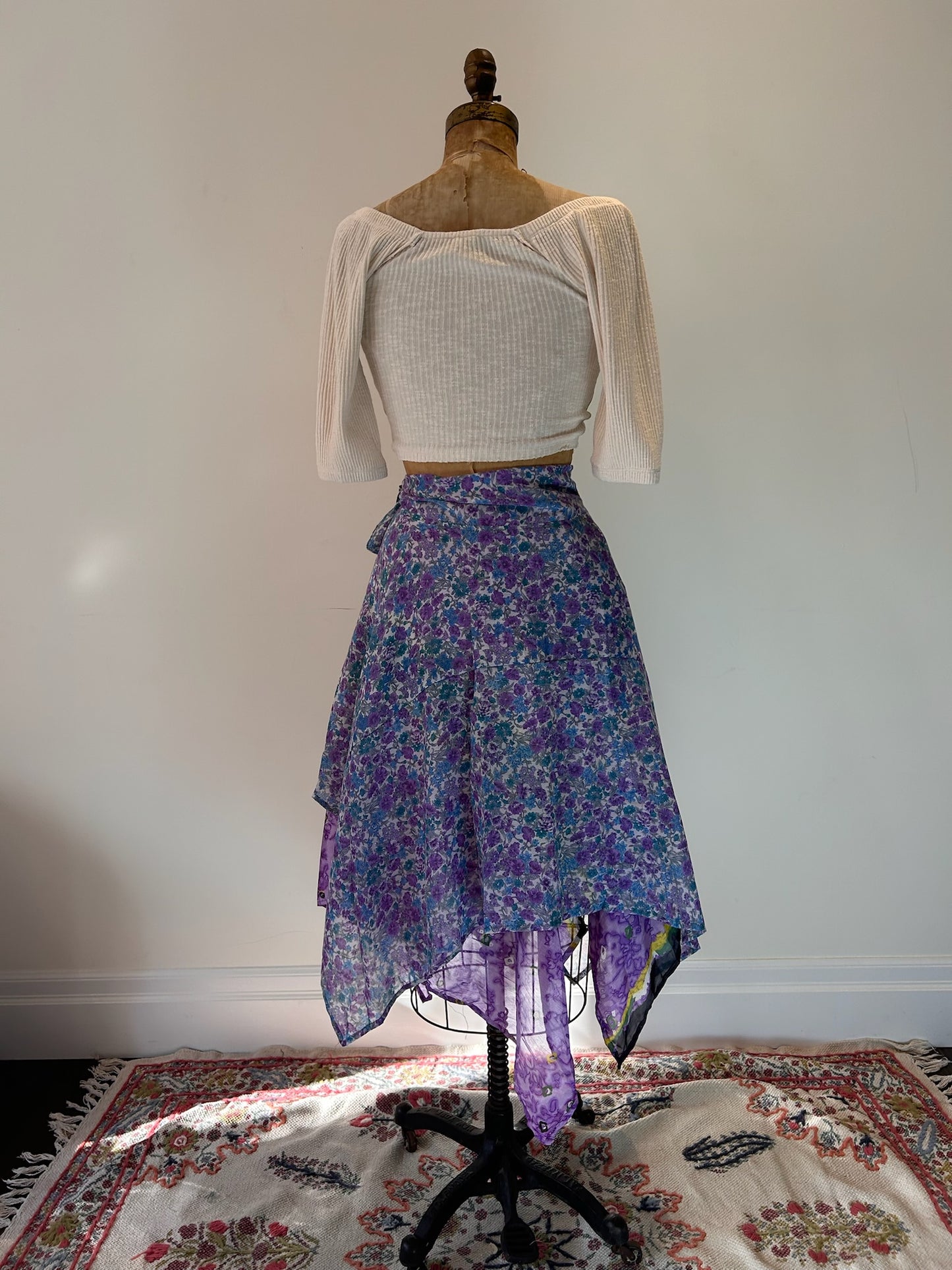 Midi Diamond Multi Wear Reversible Skirt - Purple Flower Mix