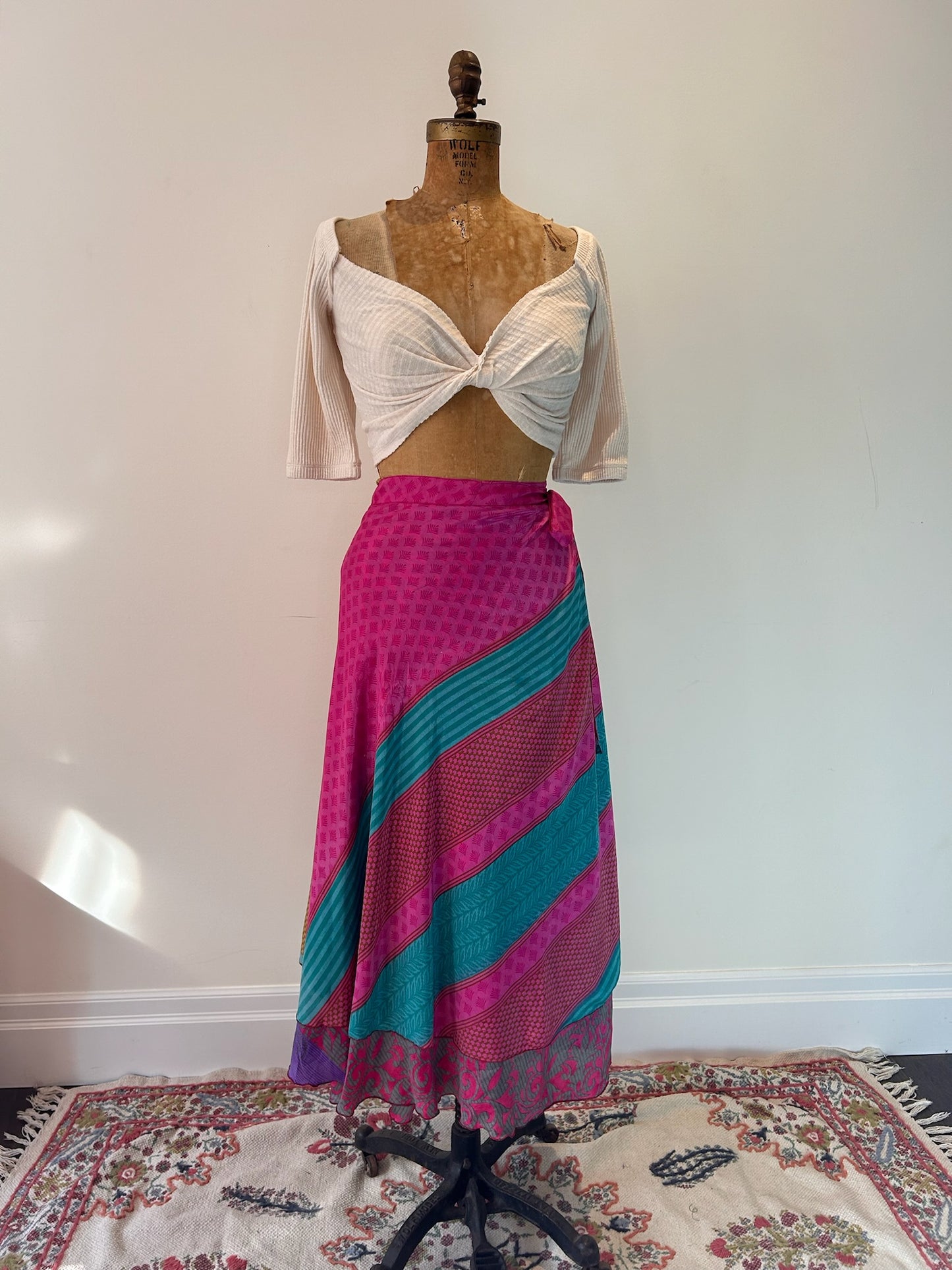 Long Multi Wear Reversible Skirt - Pink Teal