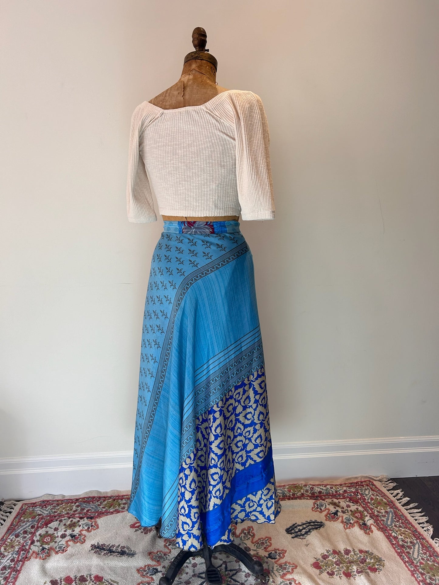 Long Multi Wear Reversible Skirt - Blue Maroon