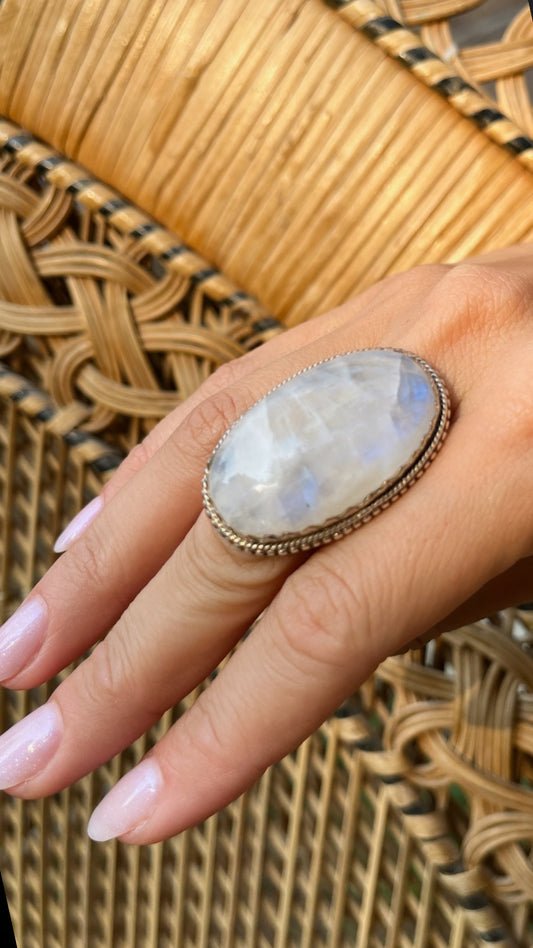 Moonstone Oval Sterling Silver Ring