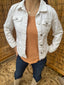 White Denim Jacket with Ombre Crochet