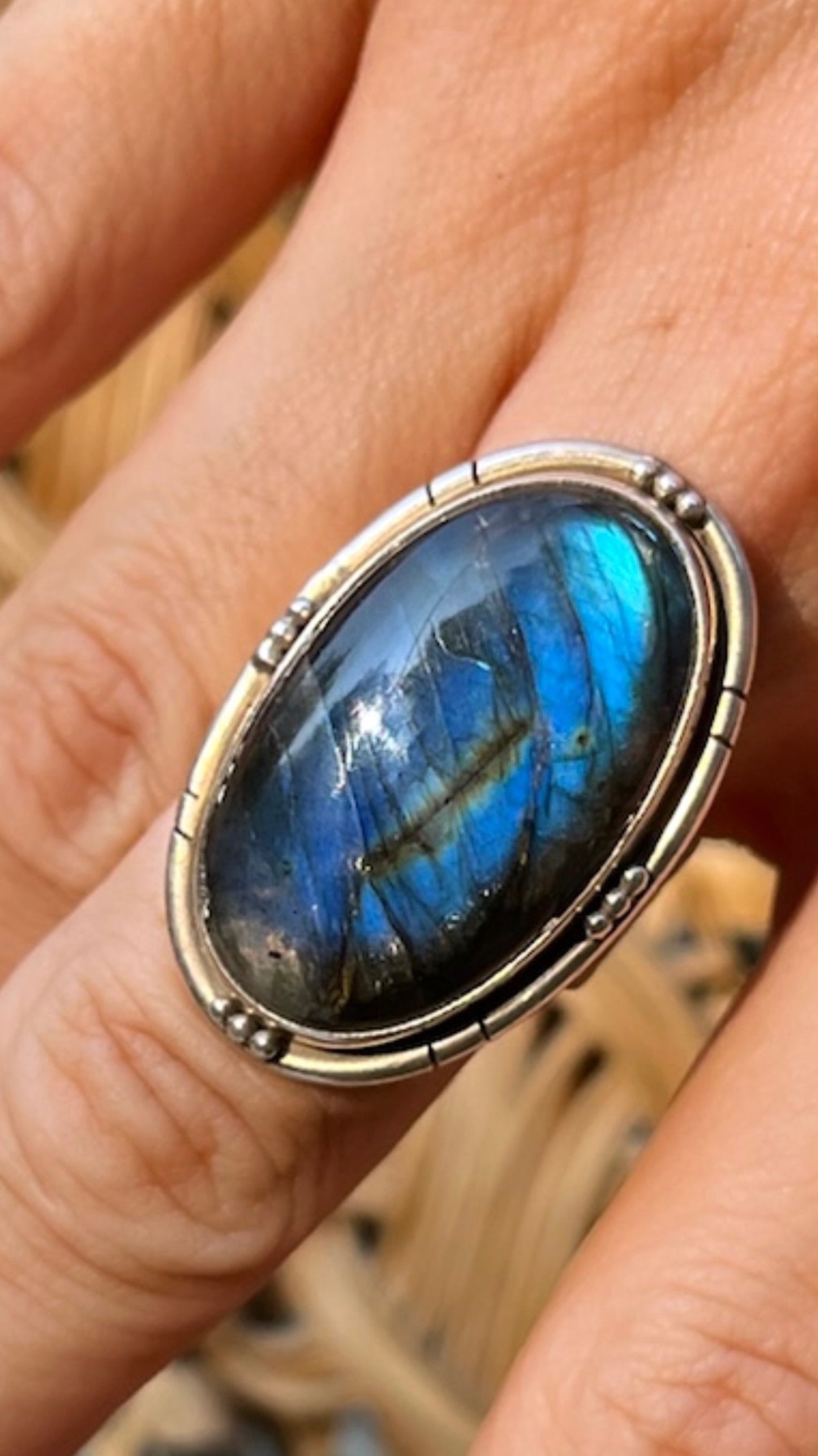 Labradorite Oval Sterling Silver Ring