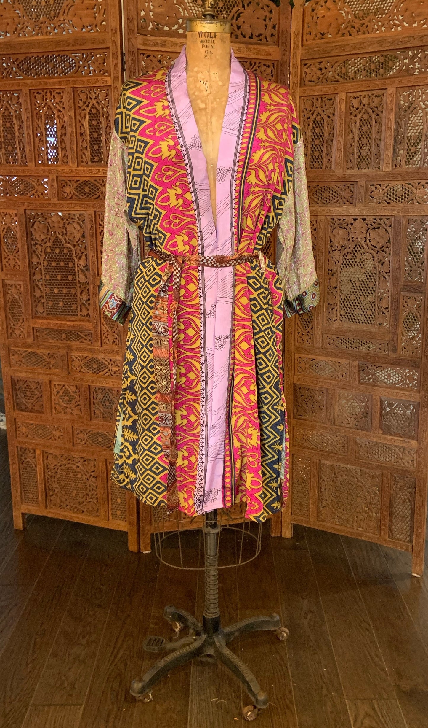 Double Lined Silk Kimono - Pink Purple