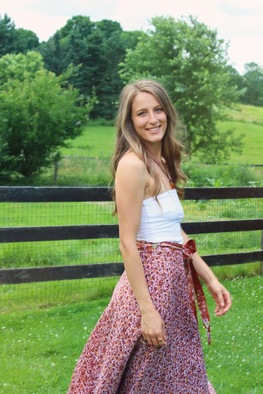 Long Multi Wear Reversible Skirt - Burnt Orange