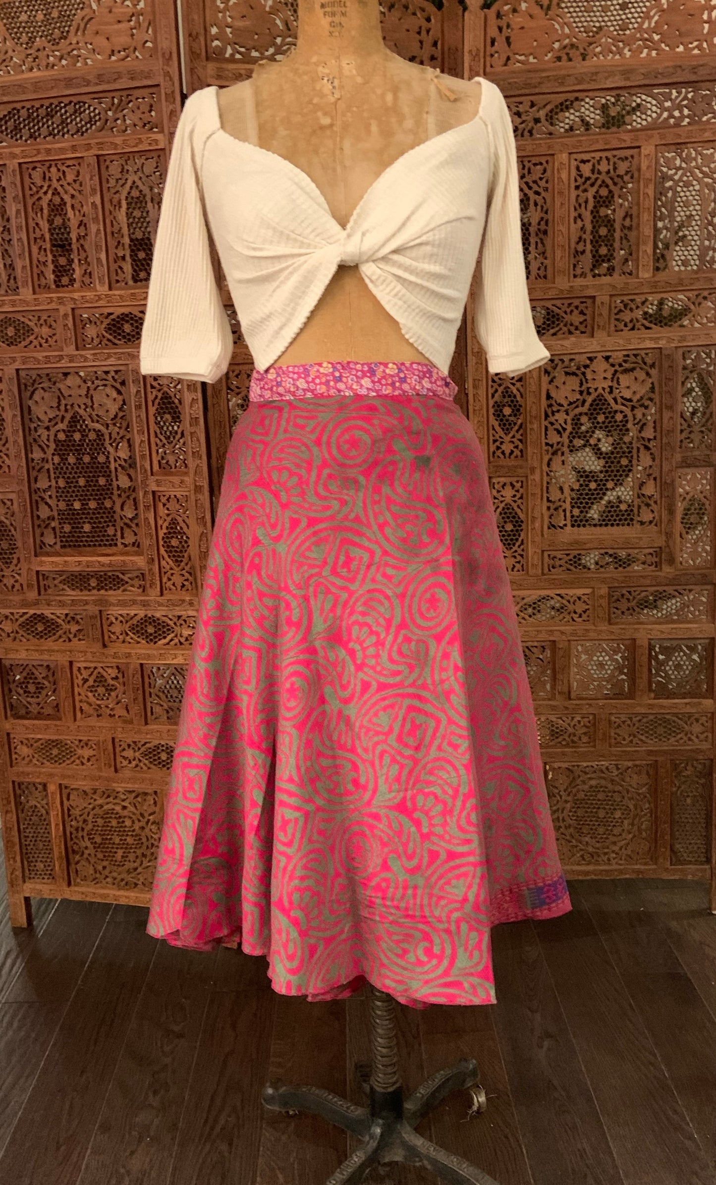 Midi Multi Wear Reversible Skirt - Pink Floral Mix