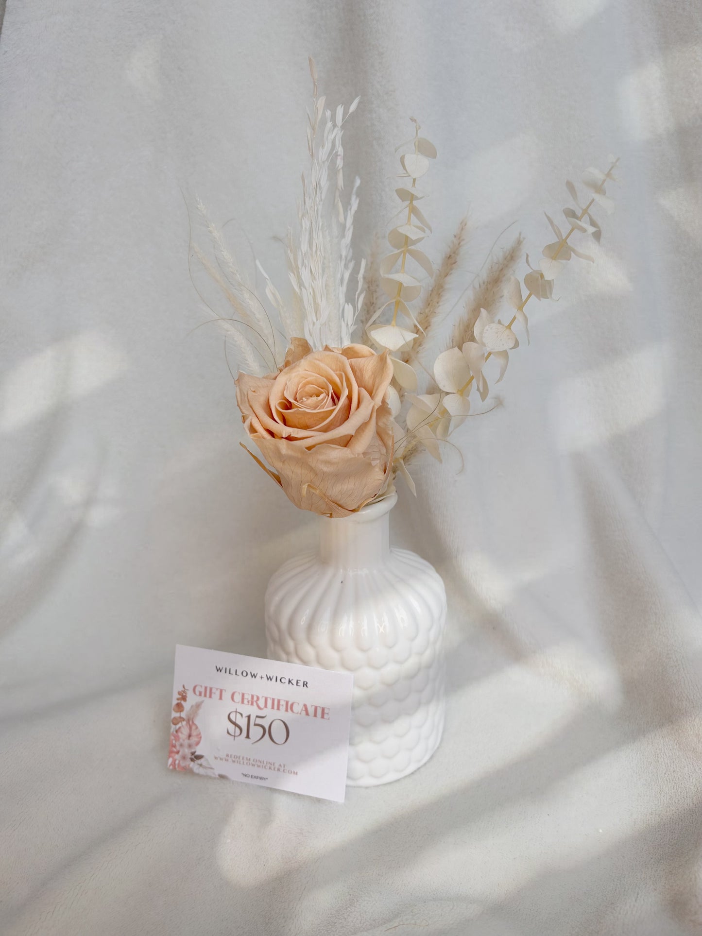 Peach Rose Neutral Vase Arrangement