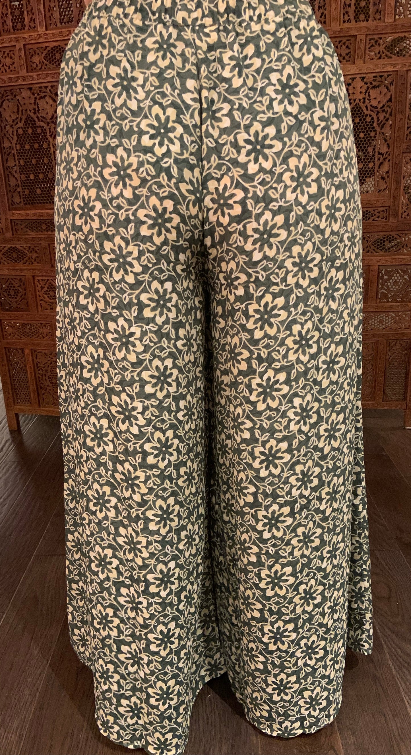 Silk Wide Leg Pant - Moss