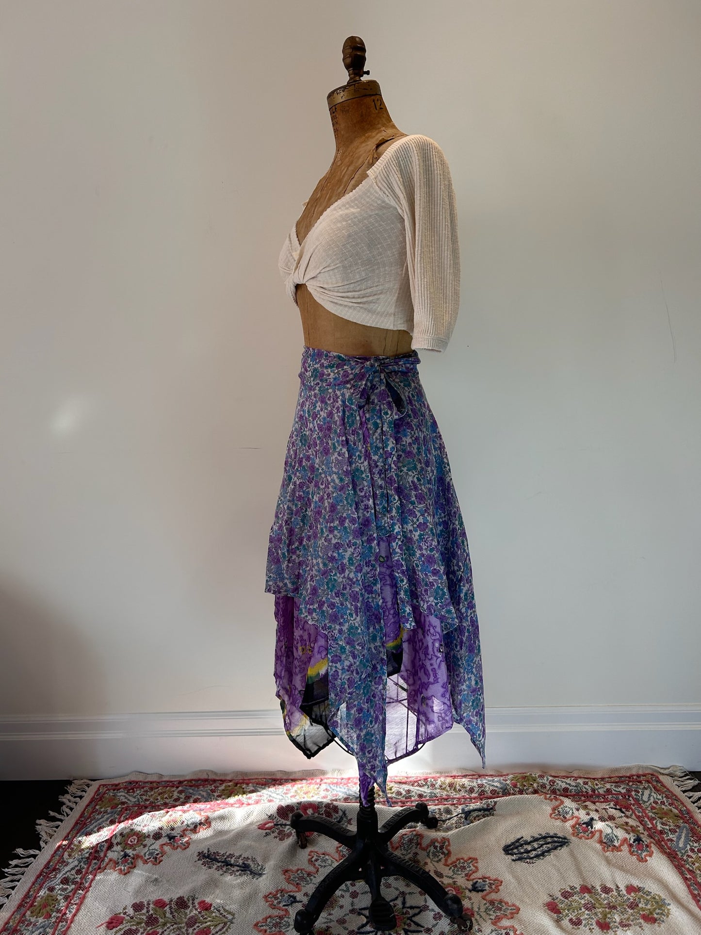 Midi Diamond Multi Wear Reversible Skirt - Purple Flower Mix