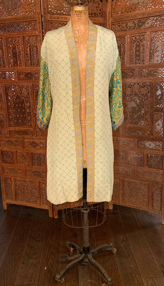 Double Lined Silk Kimono - Green