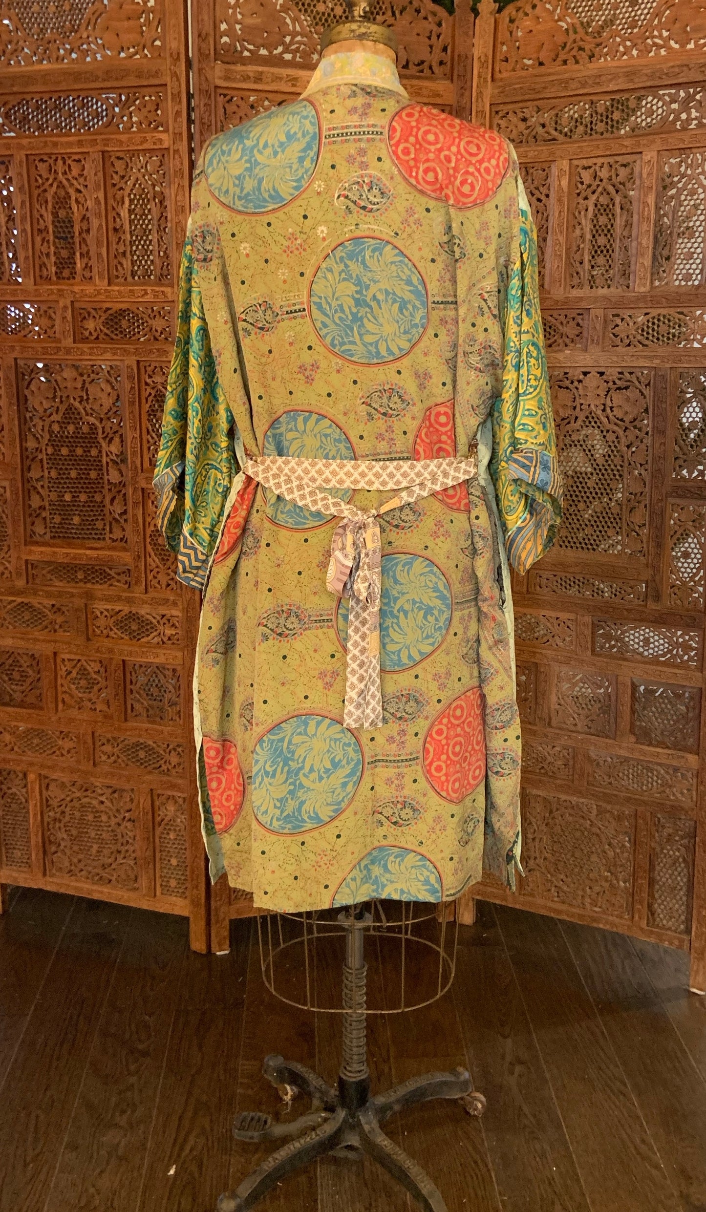 Double Lined Silk Kimono - Green