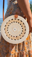 White Round Rattan Bag