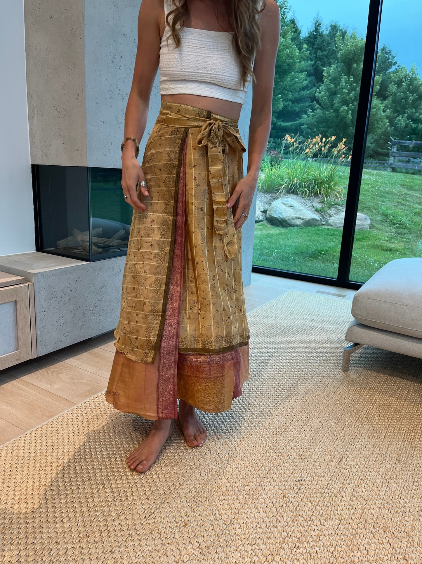 Long Multi Wear Wrap Skirt - Golden