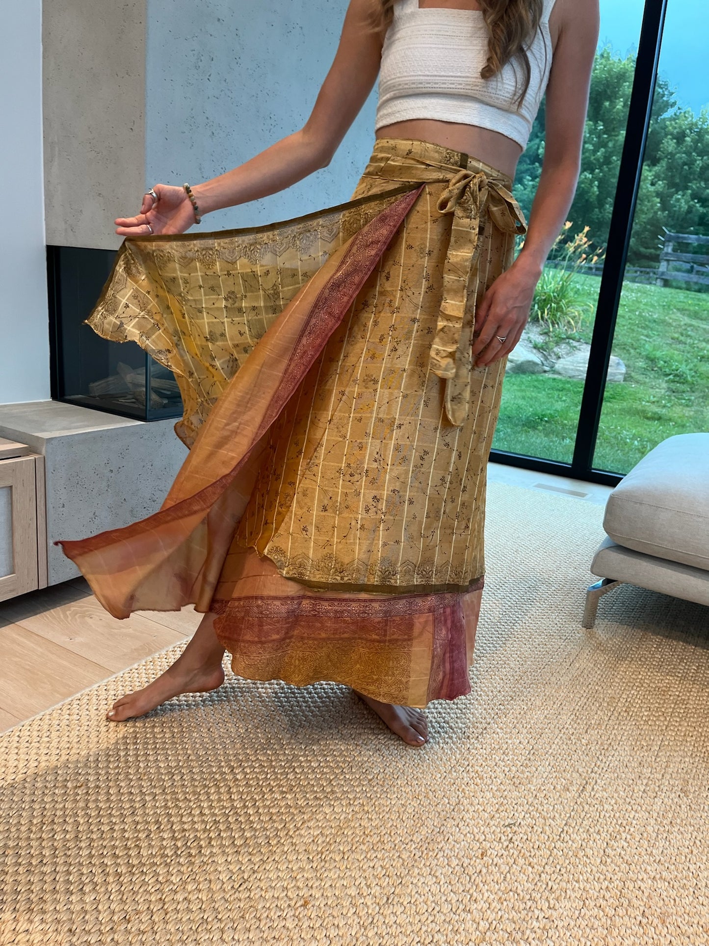 Long Multi Wear Wrap Skirt - Golden