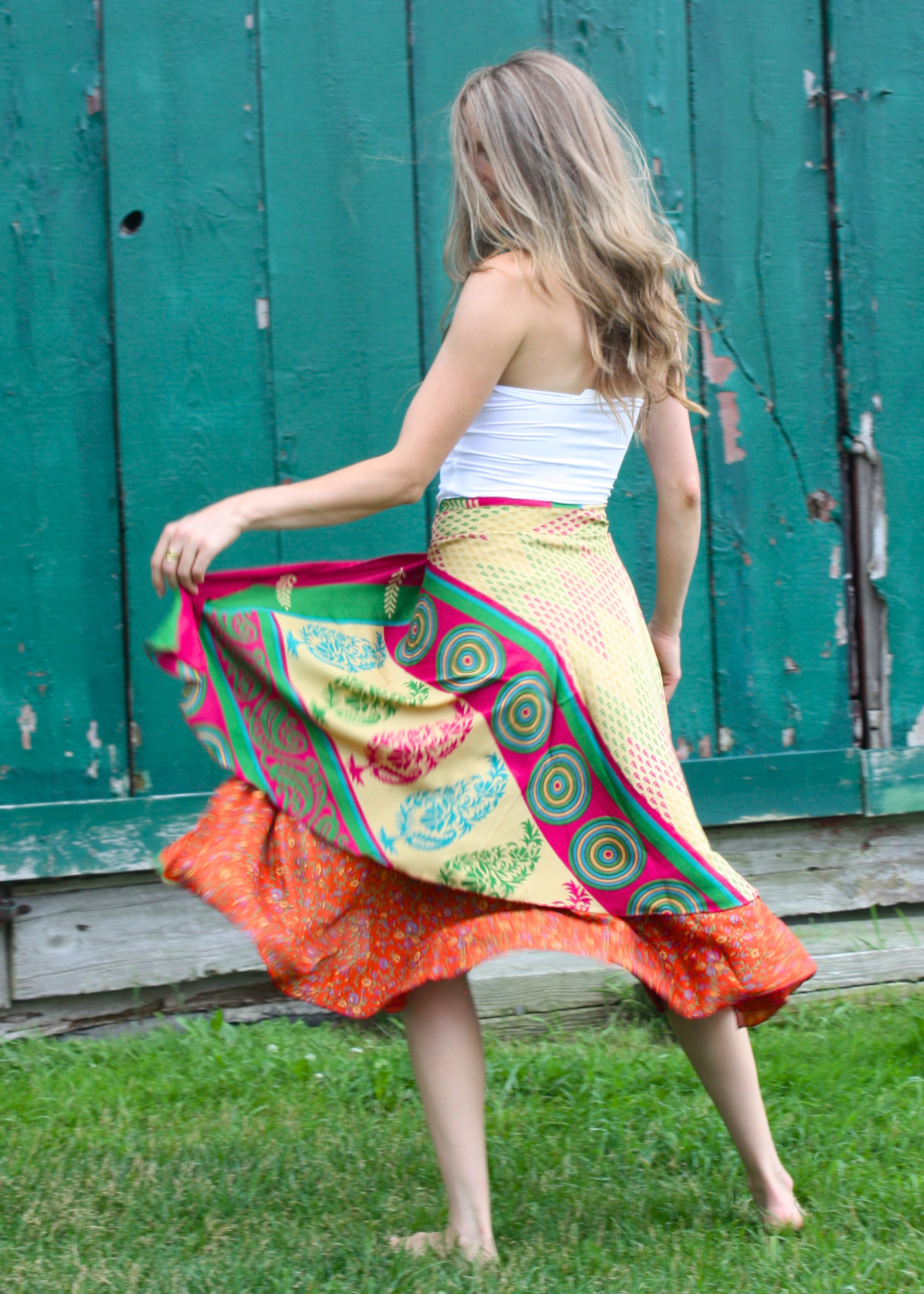 Midi Multi Wear Reversible Skirt - Orange Swirl