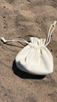 Vintage Cream Woven Drawstring Bag