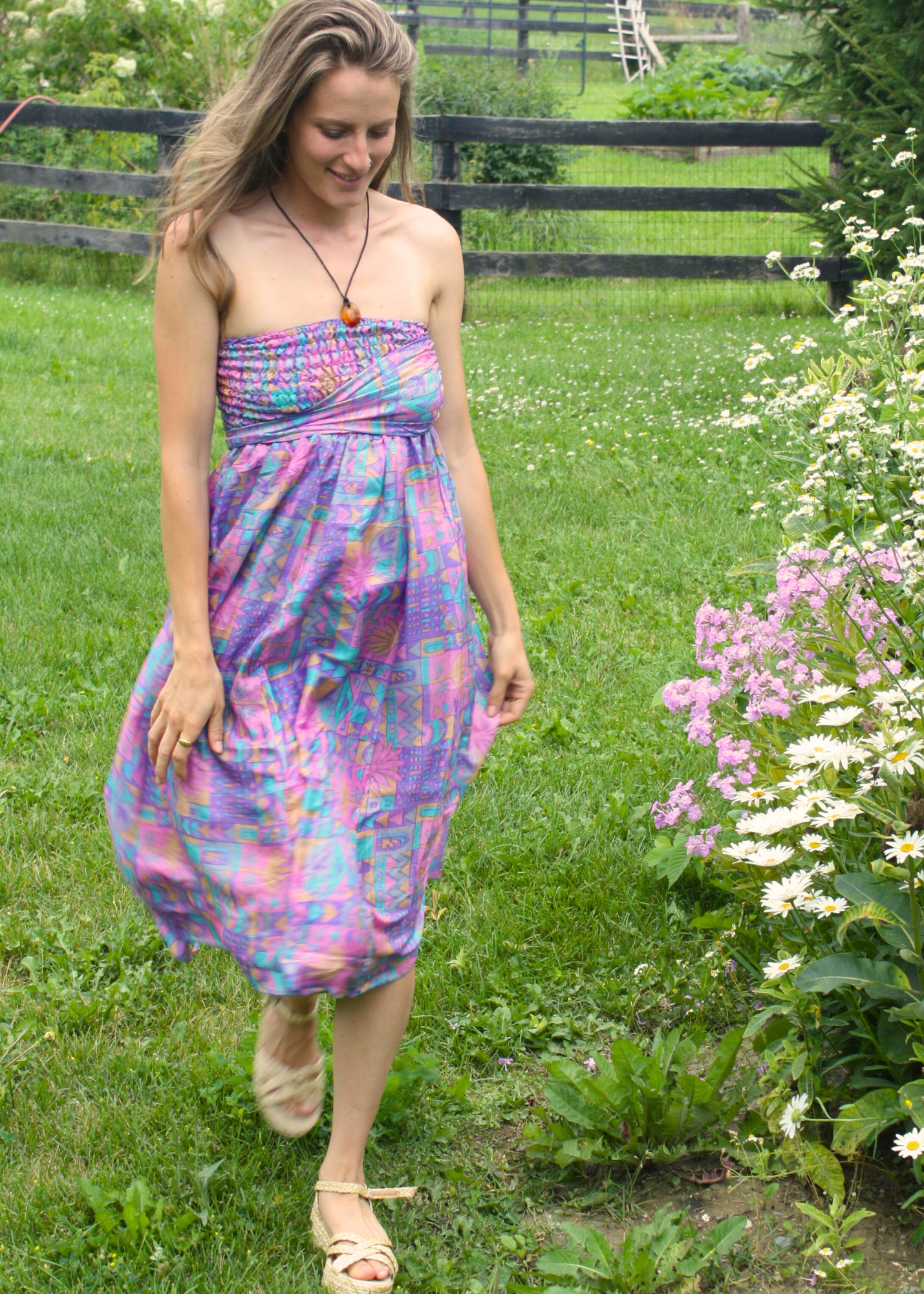 Wildflower Dress - Purple Geometric