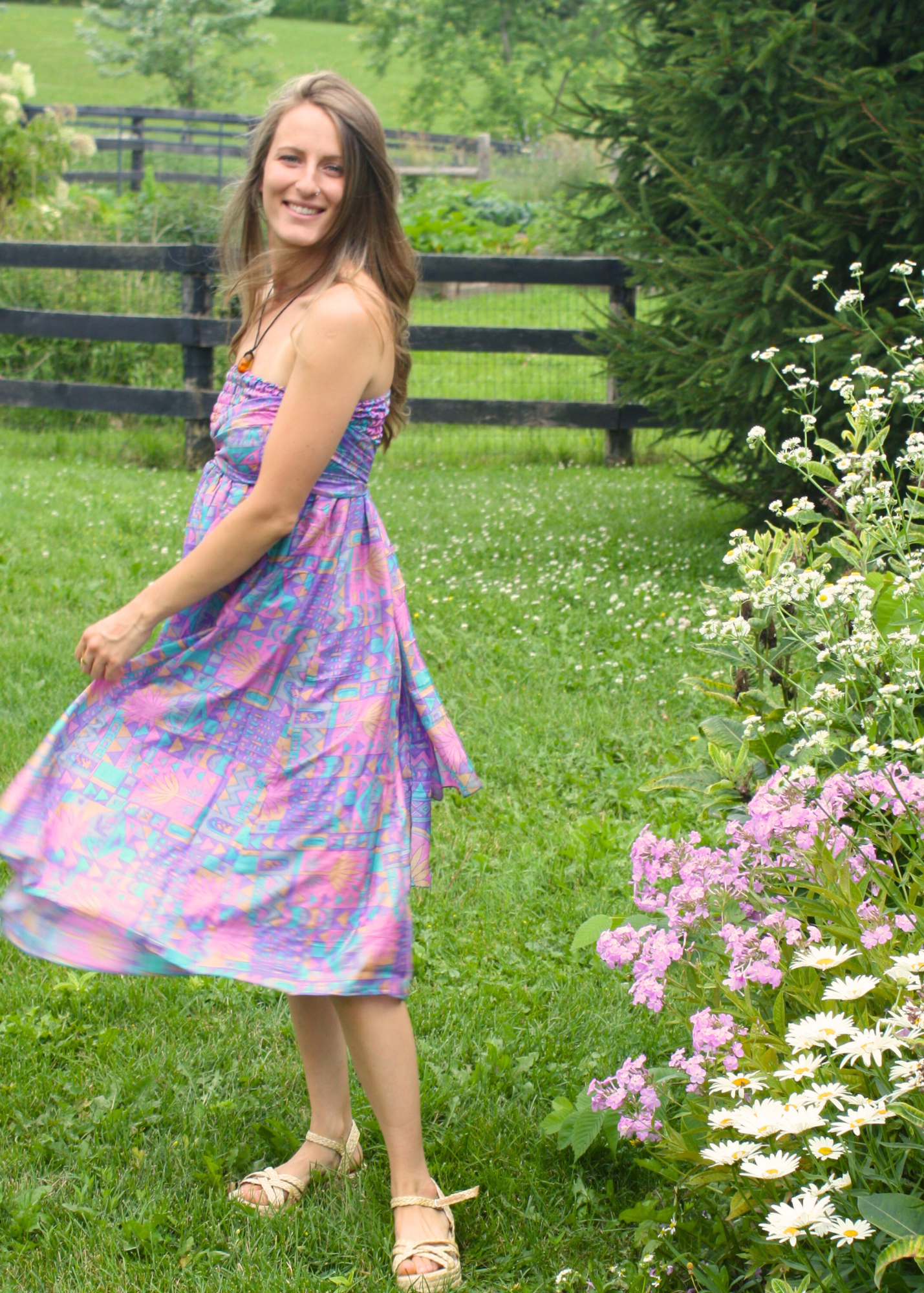 Wildflower Dress - Purple Geometric