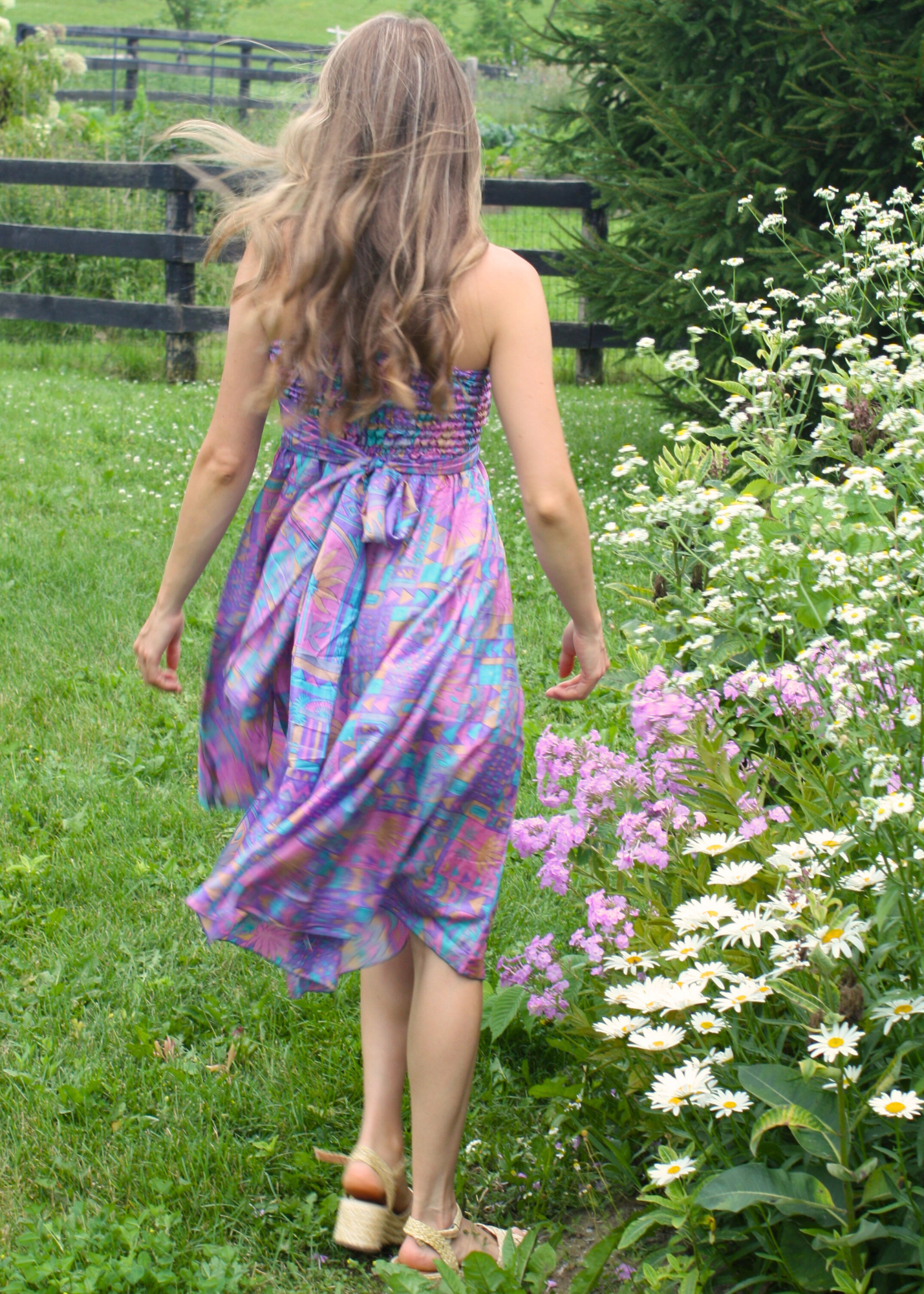 Wildflower Dress - Purple Geometric